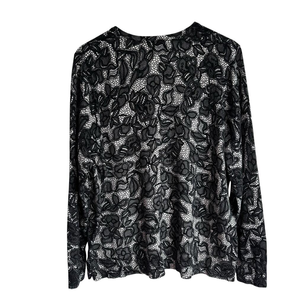Croft And Barrow Womens Sweater 2X Black And White Cardigan Cotton Stretch - Picture 7 of 9